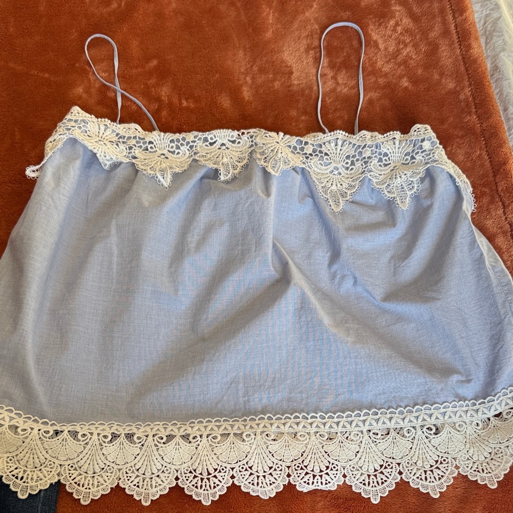 Express Light Blue Cami with White Lace